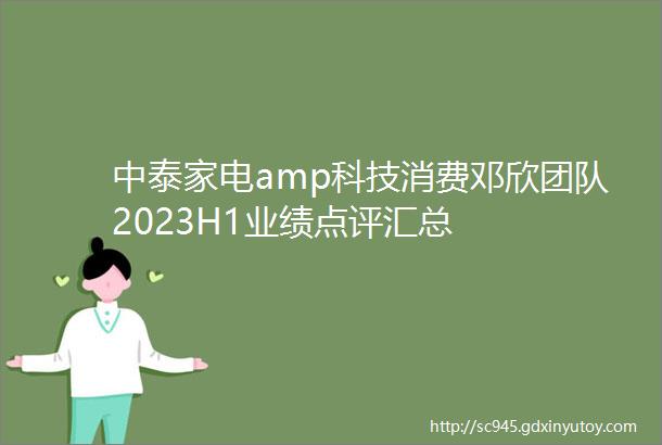 中泰家电amp科技消费邓欣团队2023H1业绩点评汇总